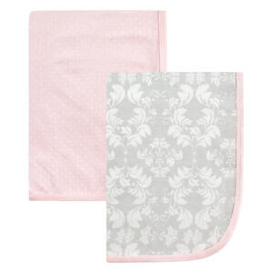 Hudson Baby Cotton Swaddle Baby Blanket Set, Pink Damask, New